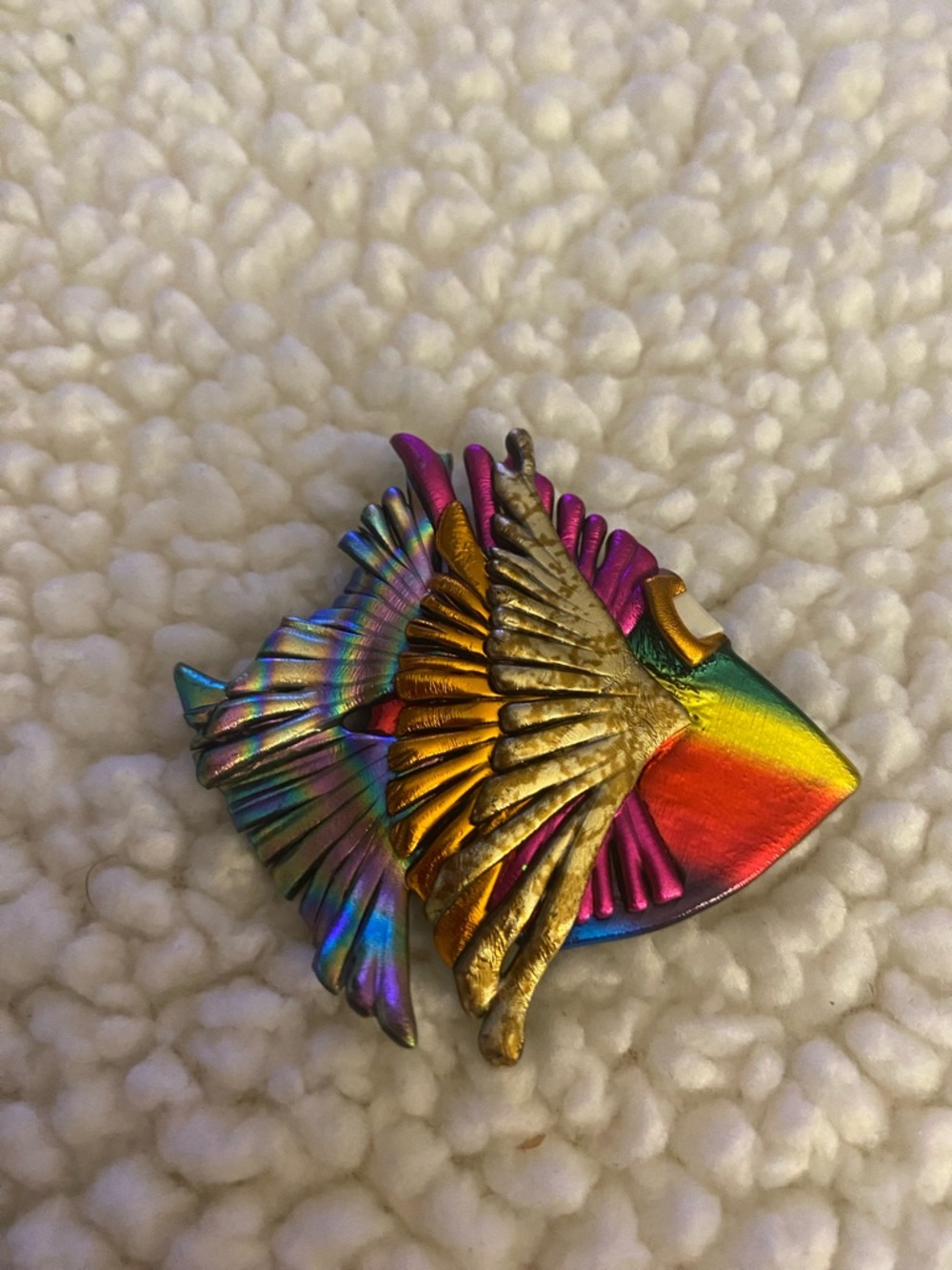Multicolor Rainbow Fish Brooch with Gold Accent